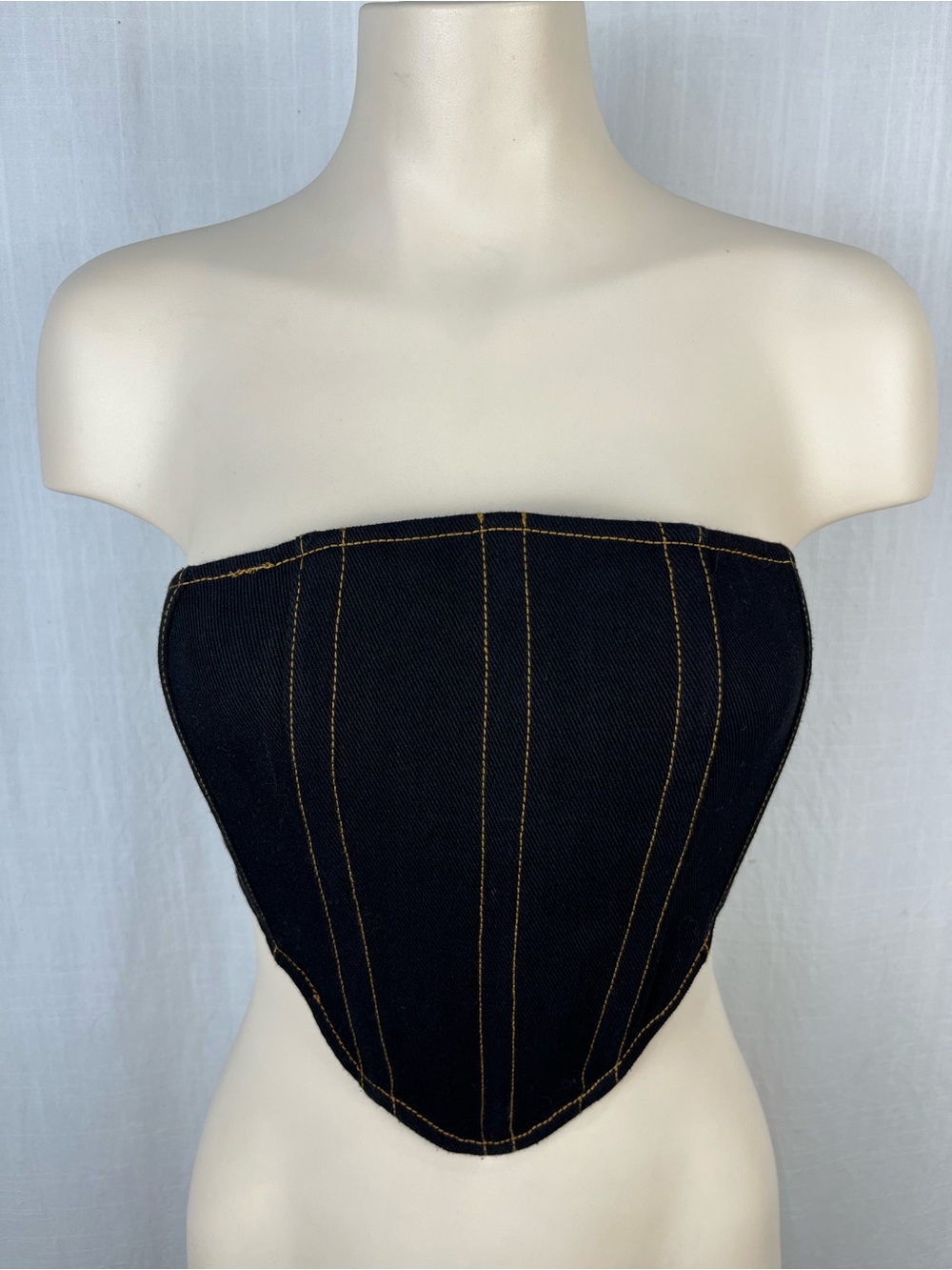 REVOLVE BY.DYLN Black Strapless Corset Top with Pointed Hem Small